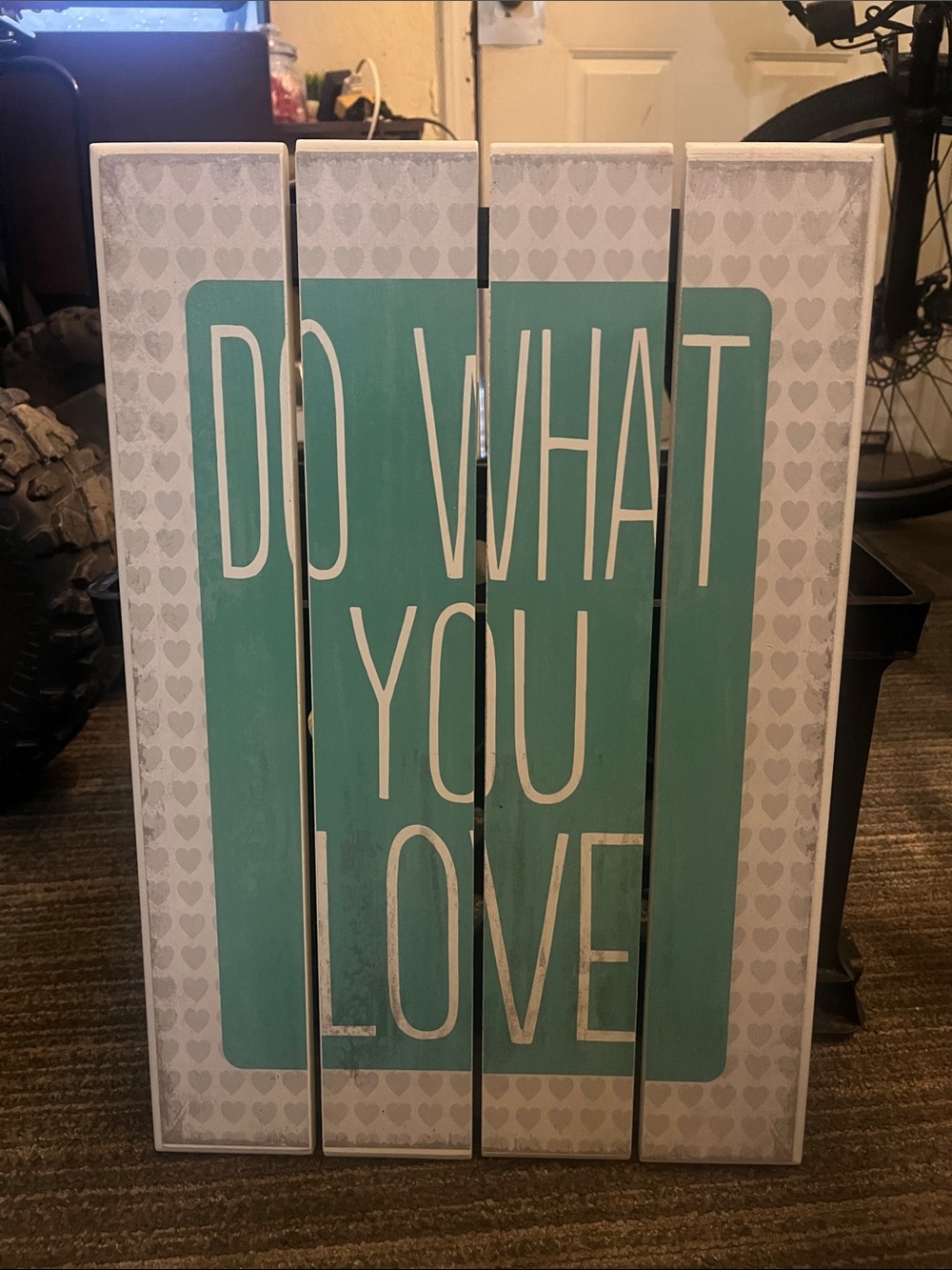 Hobby Lobby Teal "Do What You Love" Panel Sign Charm wooden 540